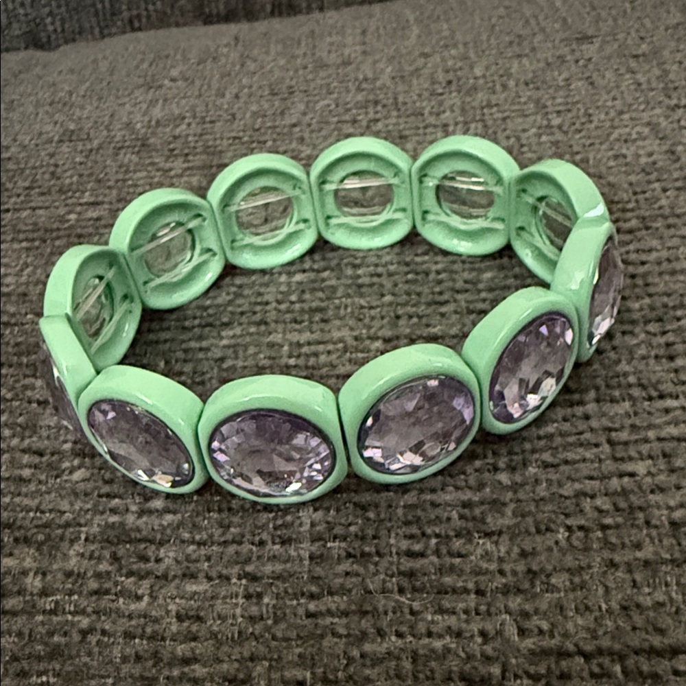 Plunder Mint Green Stretch Bracelet with Lavender Gems